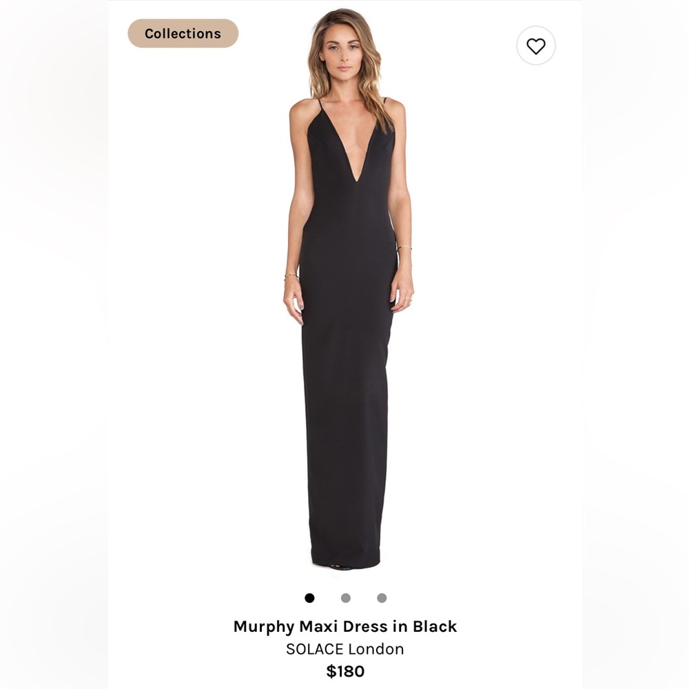Solace London Murphy Maxi Dress, gown in Black, like new